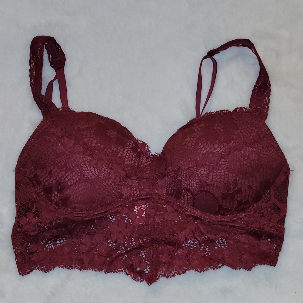 Tarea by Rue21 Maroon Lace Padded Push-up Bralette Size Small New With Tag